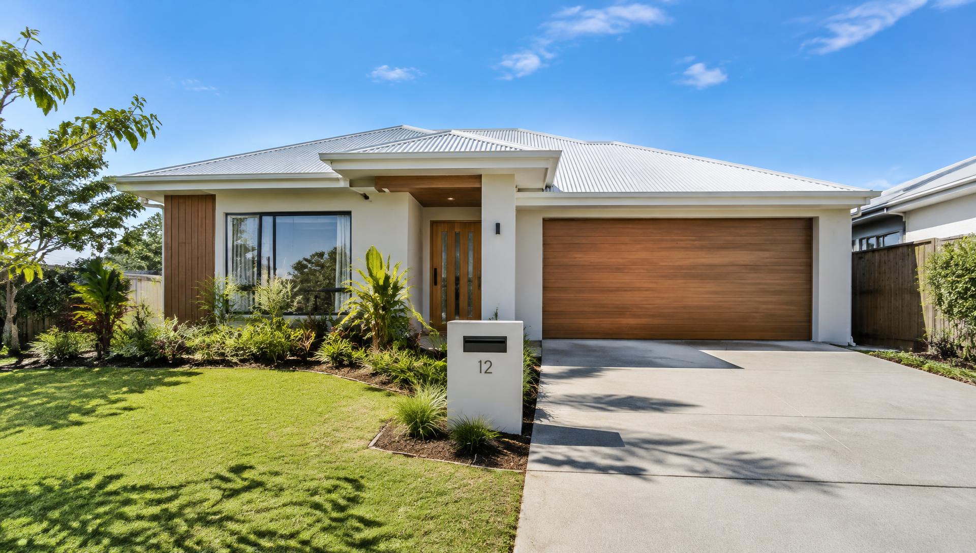 Modern Australian home with landscaped gardens and driveway
